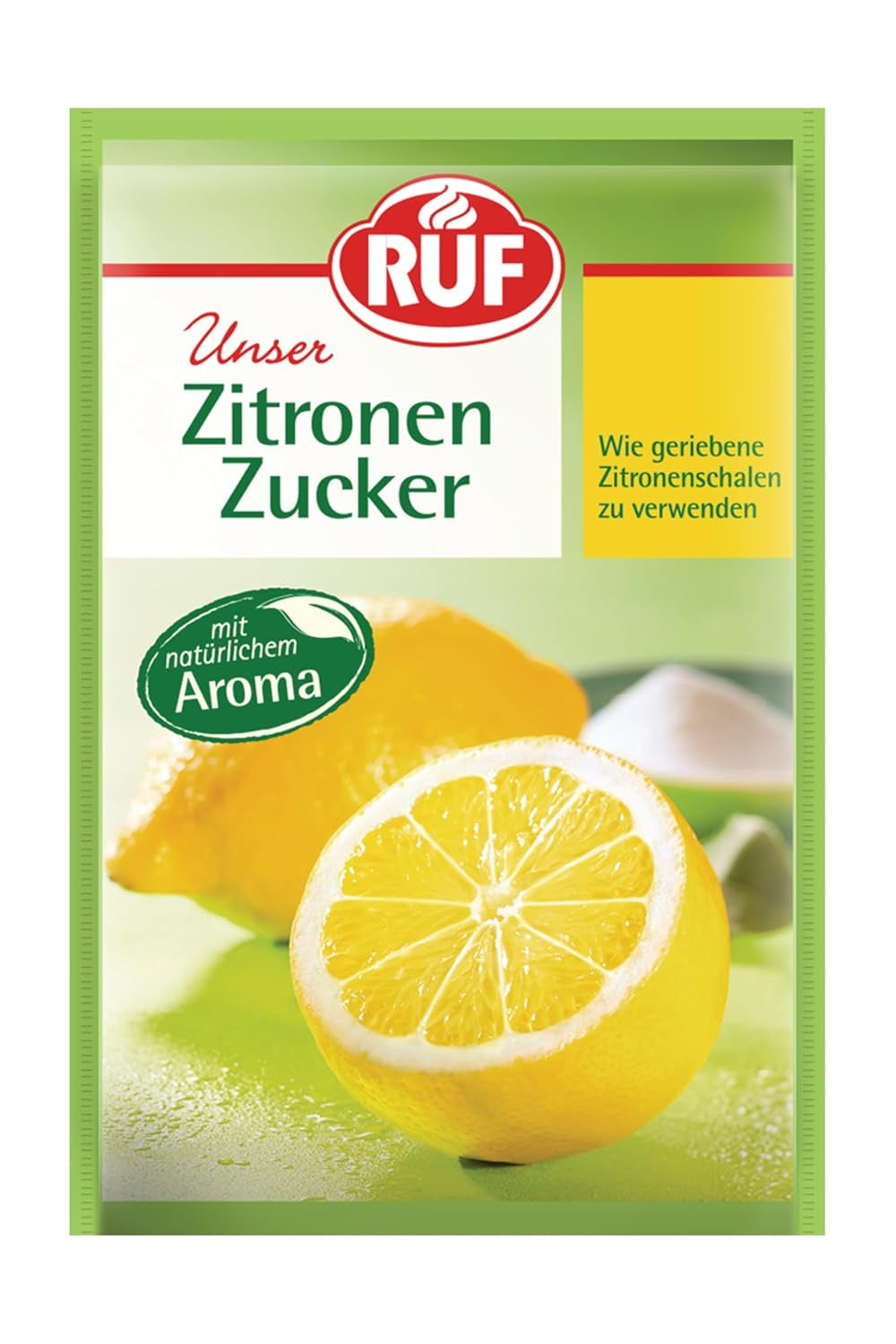 RUF Orangen-Zucker, Aromatisierter Zucker Mit Natürlichem Orangen-Aroma, Wie Geriebene Orangenschalen Zu Verwenden, Glutenfrei, Vegan, 3 X 10G Indulcitori Naty Shop 30 G (1Er Pack) Zitrone-Zucker