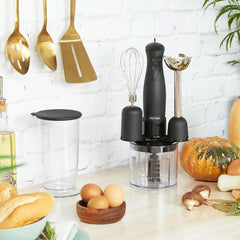 Petra PT2827BMBLKVDE Mikser 3 w 1 – nasadki niezawierające Bpa, 500 ml-Schüssel, 700 ml-Becher, Schneebesen, Mixen, Zerkleinern, 2 Geschwindigkeiten, Edelstahlklingen, Für Babynahrung, Smoothies, Saucen, 350 W Sklep dla matek i dzieci