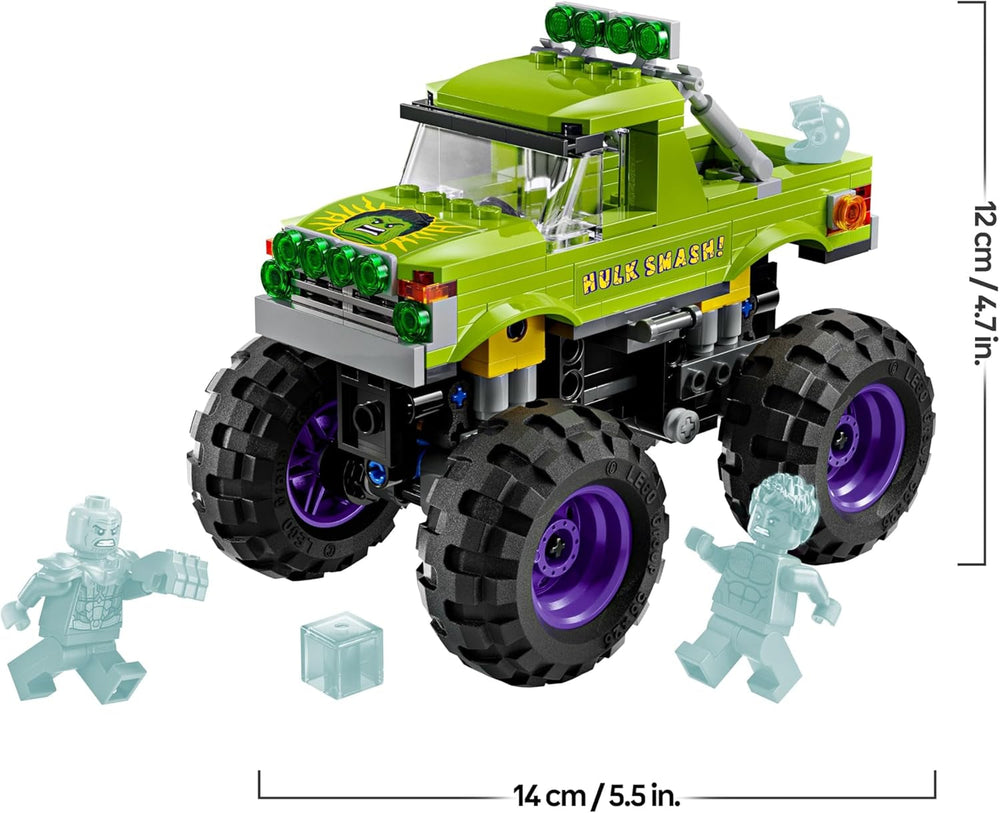 LEGO ǀ Marvel Hulk-Truck vs. Thanos - Kreatives Superhelden Spielzeug - Avengers Fahrzeug und Minifiguren - Monstertruck für Spielspaß - Geschenk für Jungen und Mädchen ab 7 Jahren - 76312
