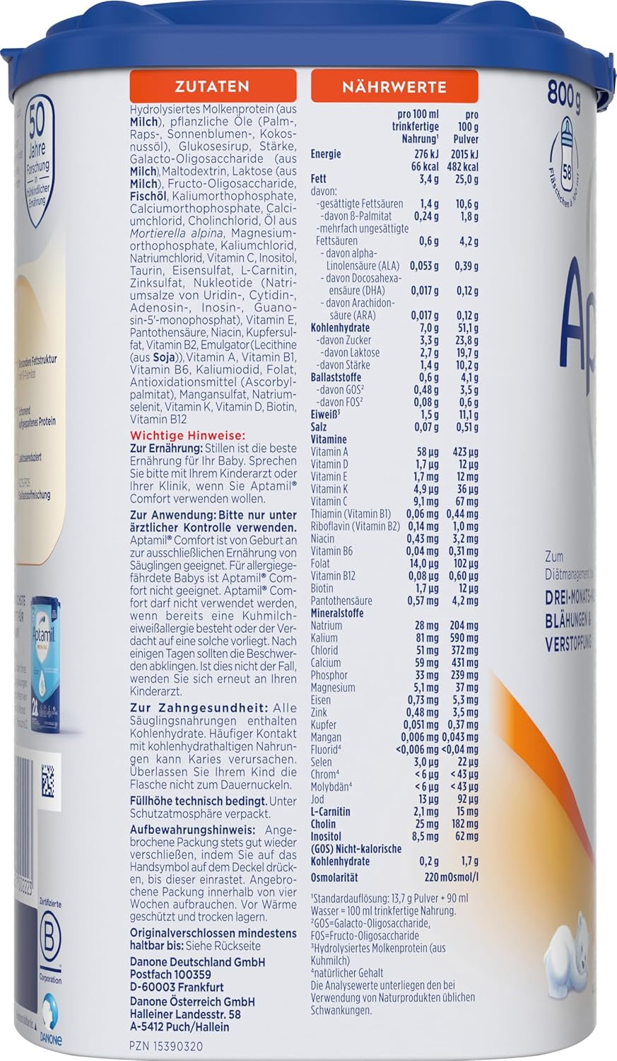 Aptamil Comfort - Specjalna formuła od urodzenia - 1 x 800 g