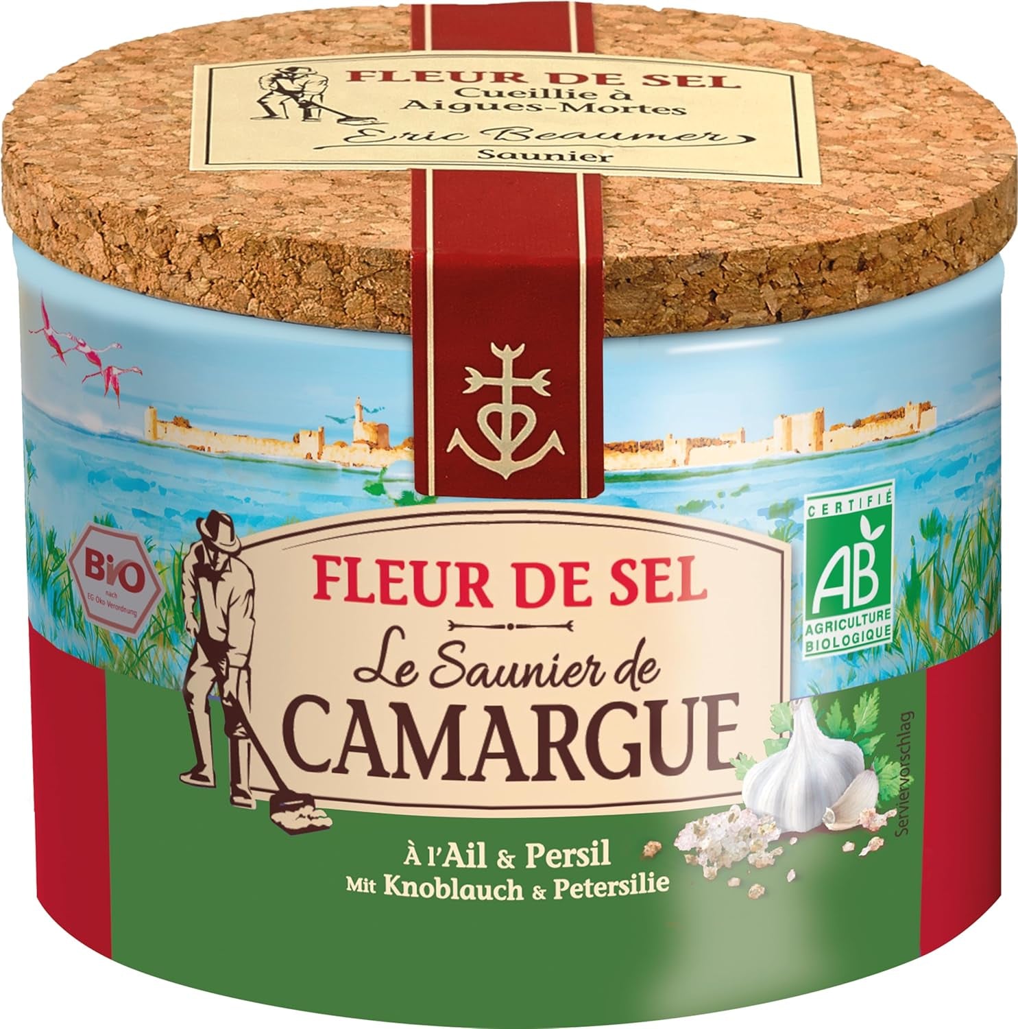 Le Saunier de Camargue Fleur De-Sel Citrone Thymian w dawce 125 g, Premium Meersalz aus Süd-Frankreich, Ideal als Finishing von Speisen und zum Verfeinern von Gerichten