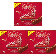 Czekolada Lindta | Paluszki z mlecznej czekolady LINDOR, Oferta promocyjna | 100g | 4 batoniki mlecznej czekolady LINDOR z nadzieniem rozpływającym się w ustach | Paluszki Czekoladowe (zestaw 3 szt.)