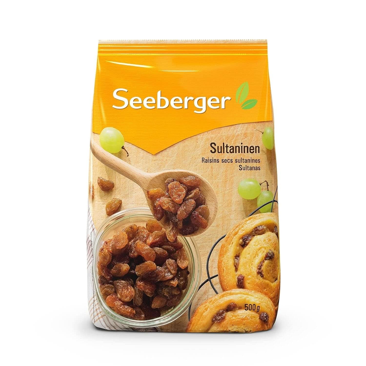 Seeberger Sultanas: Lekkie, słodkie i owocowe rodzynki sułtańskie z Turcji, opakowanie 13 x 200 gramów Naty Shop Produkty suszone 500 gramów