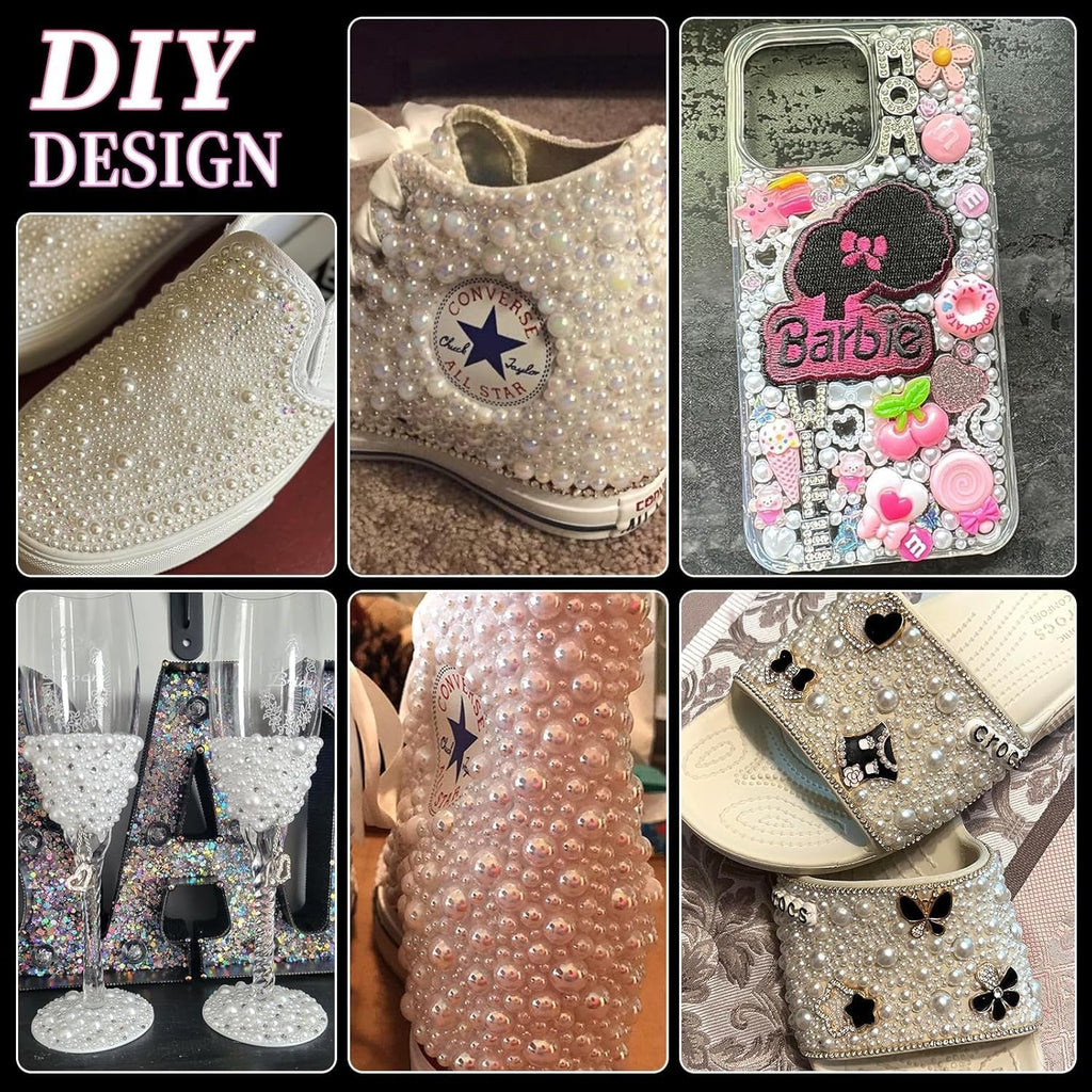 GZMAYUEN 920Pcs Gold Silber Flatback Perlen Für Nägel, Halbrunde Weiße Beige Nail Perlen, Kleine Halbrunde Flatback Perlen Für DIY Nail Art Decor