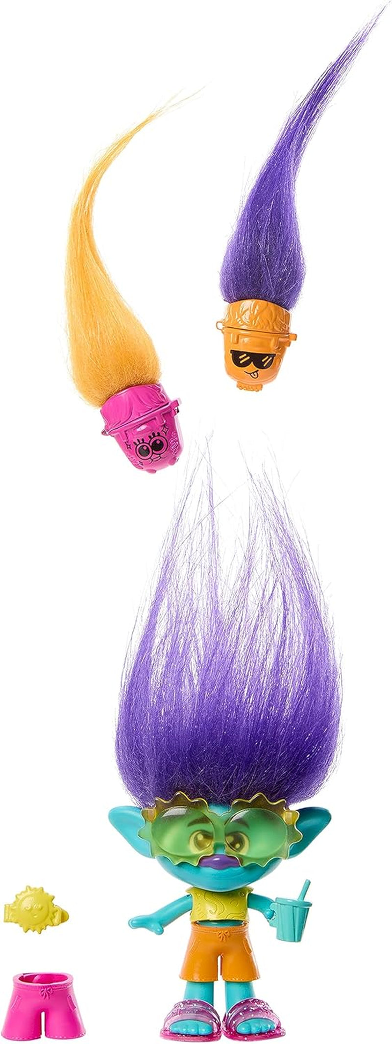 Mattel DREAMWORKS TROLLS Gemeinsam Stark – Haarige Überraschungen Poppy Königin Poppy, Viva, Branch und Guy Diamond Plüschhaar, 2 Haarige Überraschungen, Zubehör, für Kinder ab 3 Jahren, HNF10