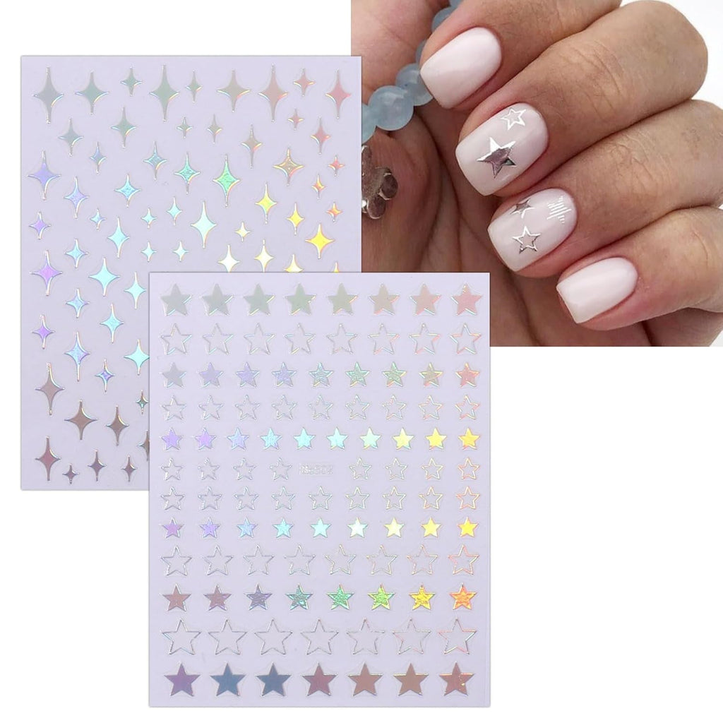 JMEOWIO Nagelsticker Mond Stern Schlange 10 Blatt Nail Art Sticker Selbstklebend Nagelaufkleber Aurora Dekoration Nageldesign Zubehör