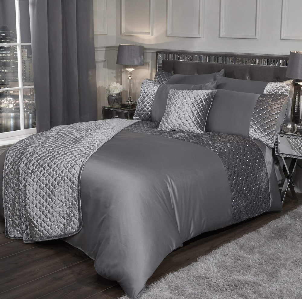 Zestaw pościeli Emma Barclay Glamour do łóżka podwójnego, norka, poliester, krem. Łóżka i kołdry Emma Barclay Szare Łóżko podwójne