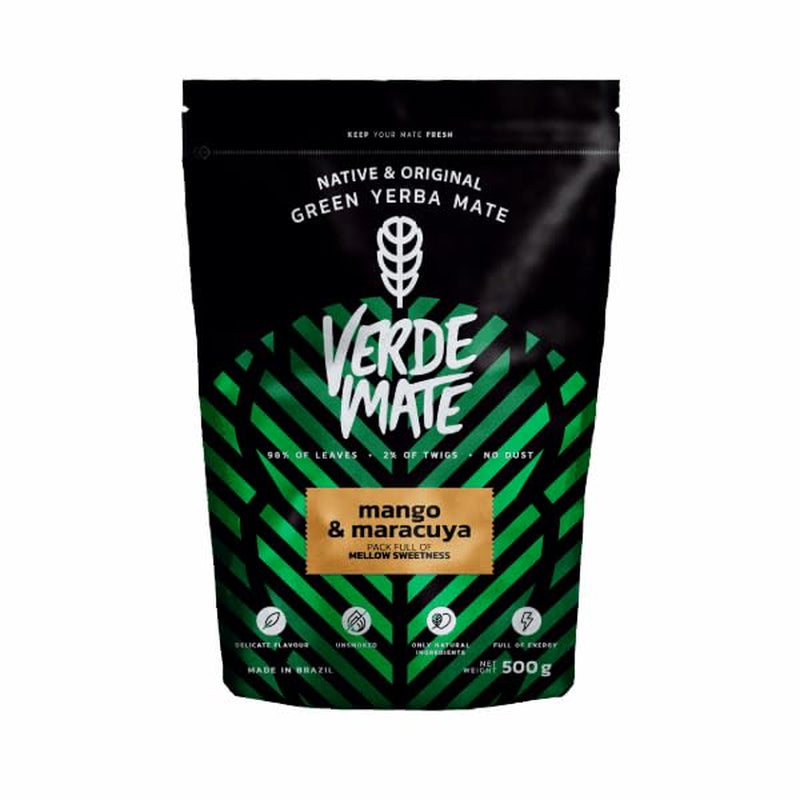 Verde Mate Green Mango &amp; Maracuya 0,5Kg | Ceai de fructe Mate | Gustul exotic al ceaiului Mate | Puterea răcoririi | Stimulare naturală | Ceai Mate din Brazilia | 500 G
