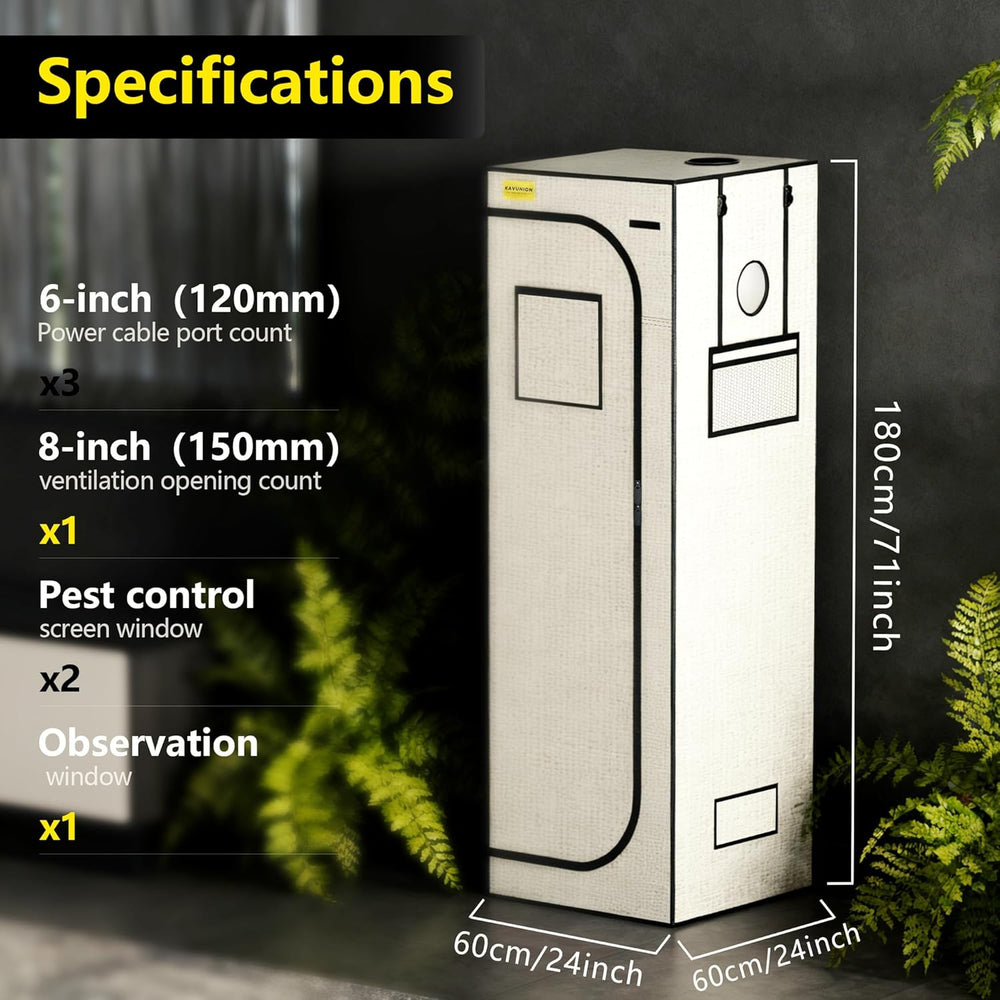 Namiot do uprawy 60x60x180 cm, materiał Oxford 600D z poliestrową folią odblaskową, stalowe rurki 22 mm, otwory wentylacyjne i okna widokowe, namioty do uprawy do hydroponiki, szklarni i ogrodów wewnętrznych