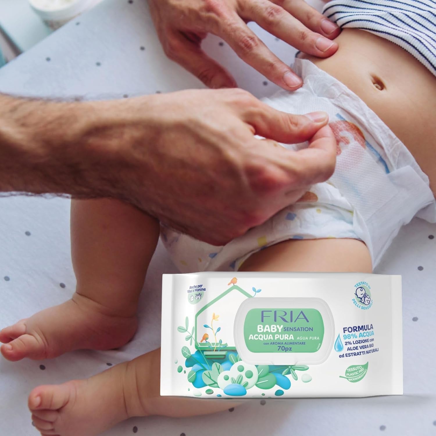 Baby Sensation Chusteczki nawilżane Pure Water, zawierające 98% wody oczyszczonej do oczyszczania skóry, testowane dermatologicznie, ekonomiczne opakowanie 840 chusteczek