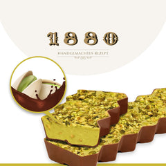 Rzemieślniczy czekoladowy turrón pistacjowy, 200g, kremowa konsystencja, najwyższa jakość, doskonałe składniki, autentyczny smak, najdroższy turrón na świecie