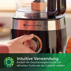 Philips Kompakte Küchenmaschine – 850 W, 31 Funktionen, 2,1-litrowy Behälter, Powerchop, Edelstahlklinge (HR7530/10) Kitchen Naty Shop