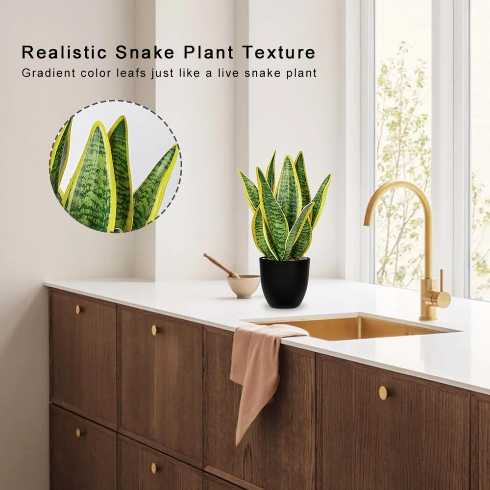 Sansevieria Kunstpflanze Im Keramiktopf, Kleine Zimmerpflanze, Künstliche Schlangenpflanze, Kunstpflanzen Wie Echt Perfekt Für Badezimmer Schlafzimmer Home Office Dekoration, Höhe 33Cm