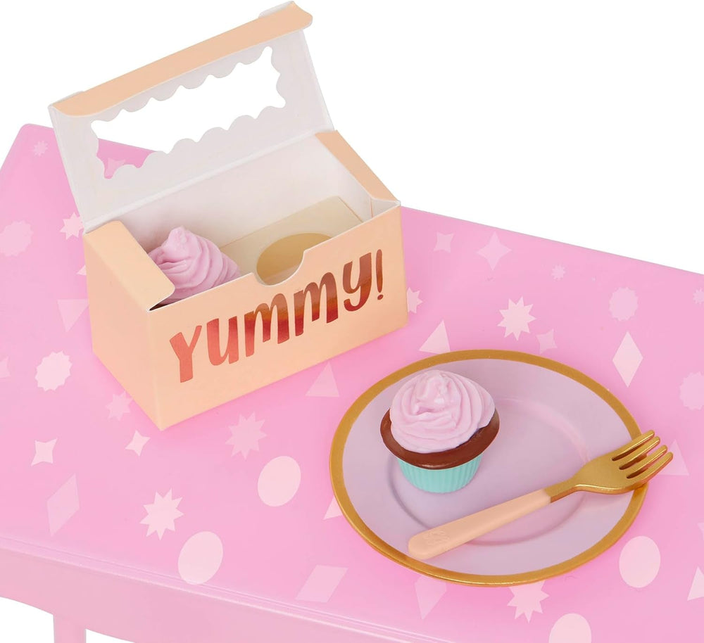 Glitter Girls - GG Surprise Birthday Party Set & Sashka - Bewegliche 36cm Puppe Sashka - Überraschungs-Geburtstagsparty-Set - Tisch & Stühle Möbel - 3 Jahre +