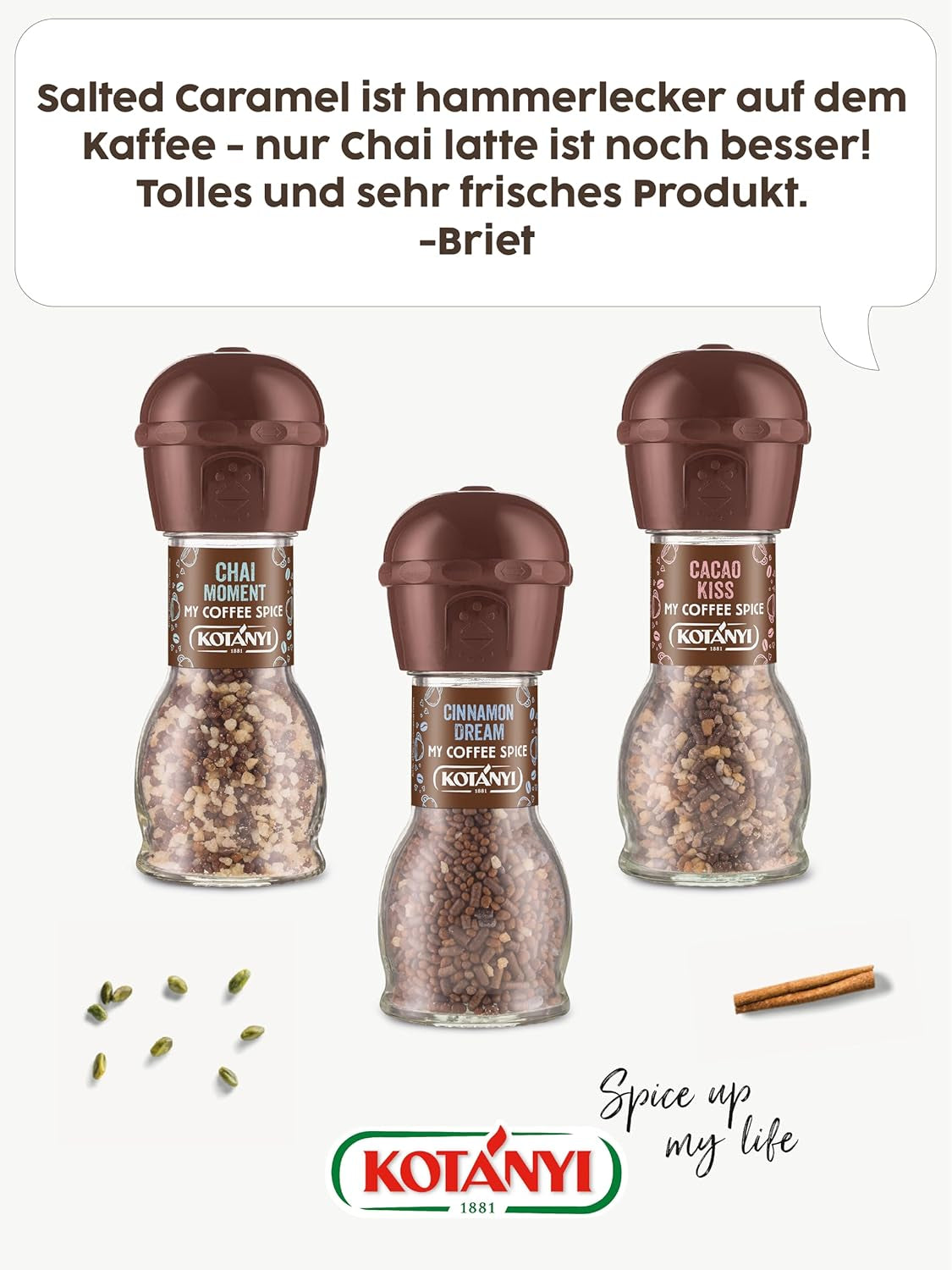 Kotanyi Salted Caramel Kaffee Topping | feiner Karamellgeschmack, 4er Pack (4 x 65g)