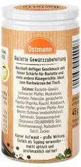 Ostmann Gewürze - Raclette Gewürzzubereitung | Zum Würzen von Käsegerichten | Recyclebare, nachfüllbare Streudose | 45 g w Streuerze