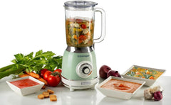 Ariete Vintage 583 Mixer Aus Glas, Retro Multifunktionsmixer Mit 4 Klingen, 4 Geschwindigkeiten + Pulse-Funktion, Funkcja kruszarki do lodu, 1,5 litra Fassungsvermögen, 1000W, Green Kitchen Naty Shop