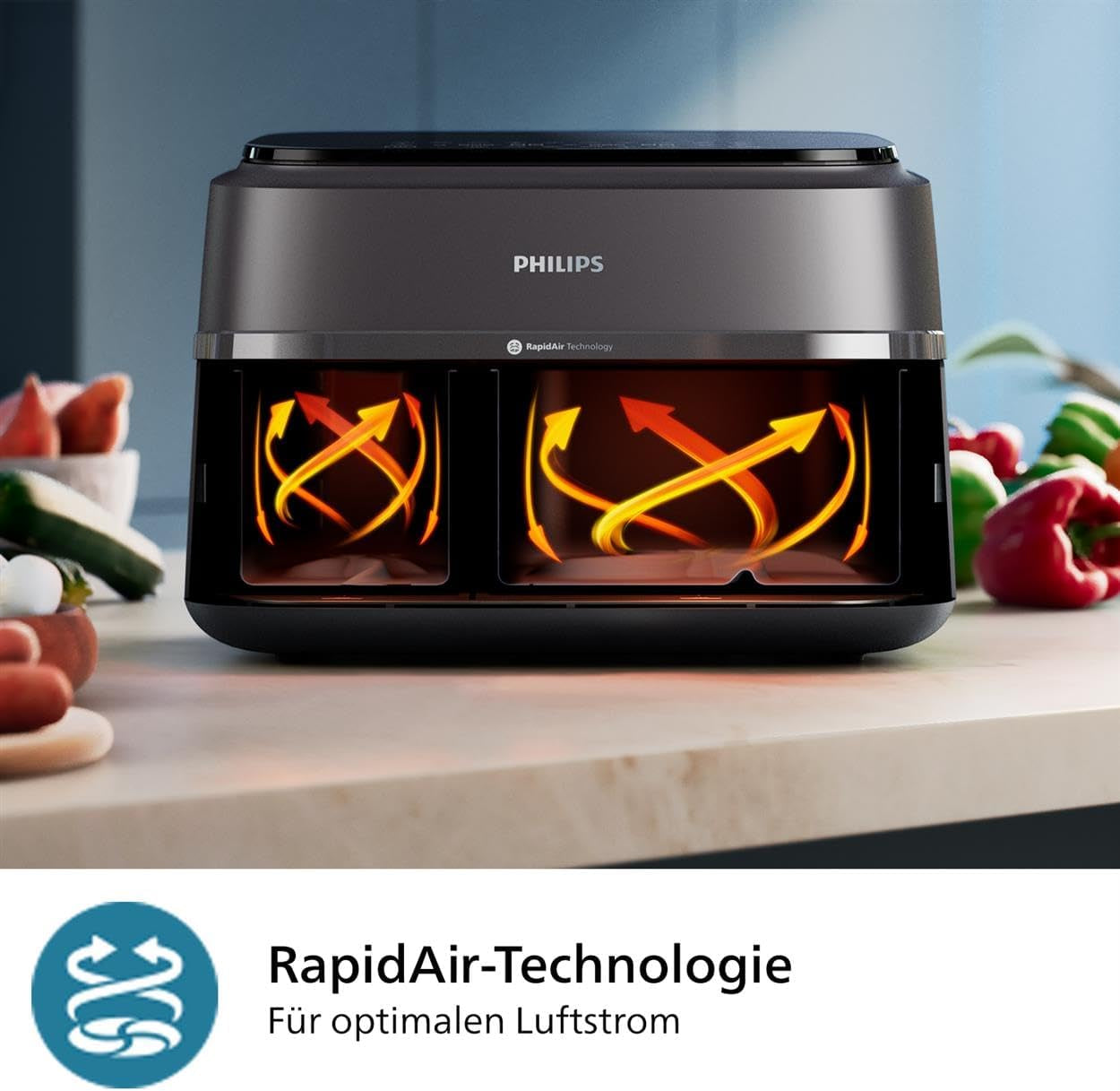 Philips Airfryer Dual Basket seria 3000, 9 l, 2 kosze, 2 dania gotowe w tym samym czasie, technologia Rapidair i gorące powietrze Urządzenia Naty Shop