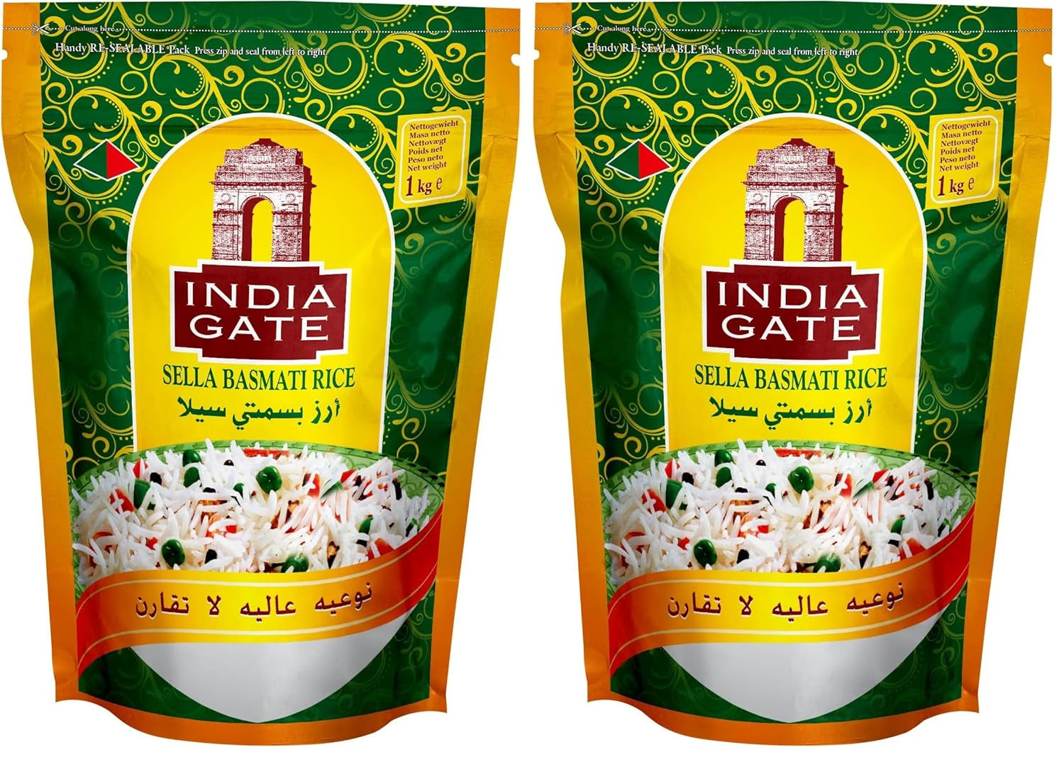 INDIA GATE Ryż Sella Basmati, wstępnie ugotowany (z Indii, drobnoziarnisty), aromatyzowany, opakowanie zbiorcze - 1 opakowanie (1 x 1 kg)