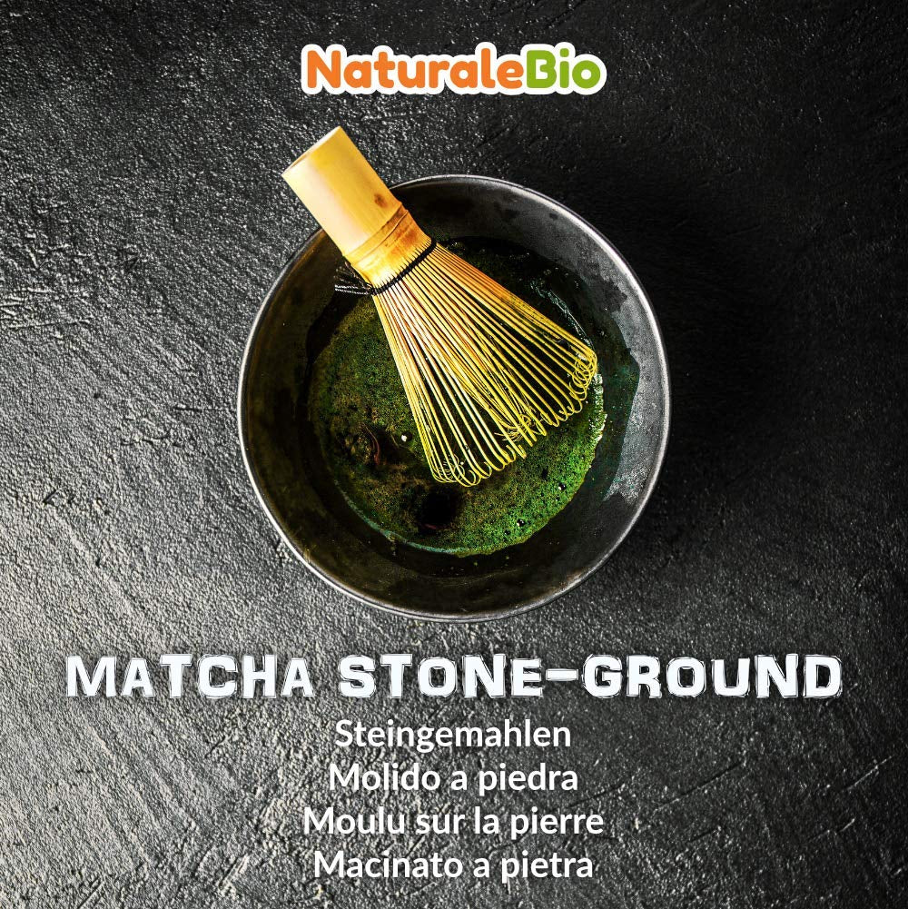 Naturalebio Ceai Matcha pudră de calitate ceremonială Ceai verde original din Japonia. Ceai verde pudră Matcha de calitate ceremonială, produs în Uji, Kyoto. Ideal pentru băut, gătit și latte. Cutie de 30 g.