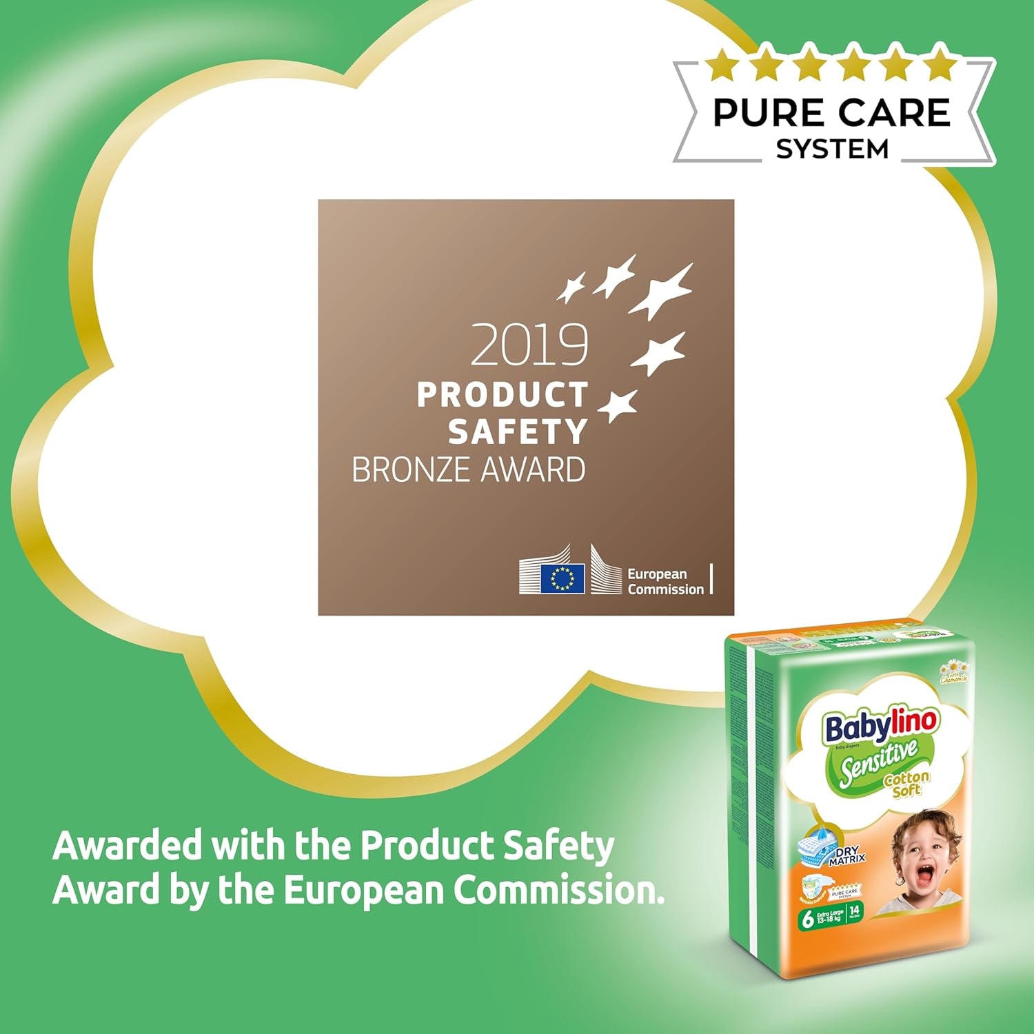 Pieluszki dla wrażliwych dzieci, rozmiar 6, bardzo duże (13-18 kg), 114 pieluszek