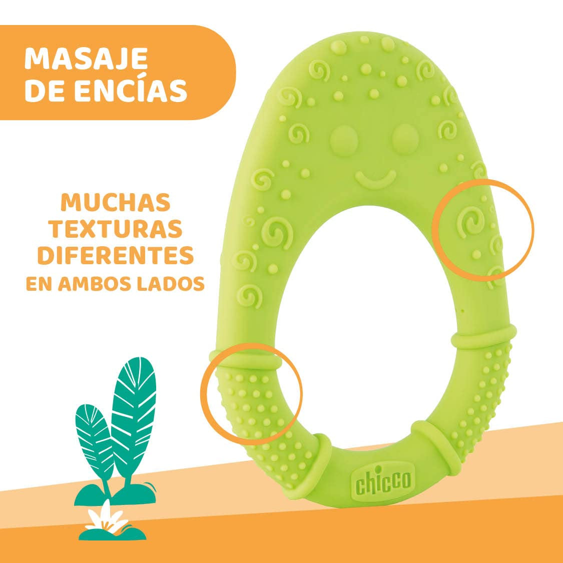 CHICCO - Inel de dentiție moale 2 luni + Verde