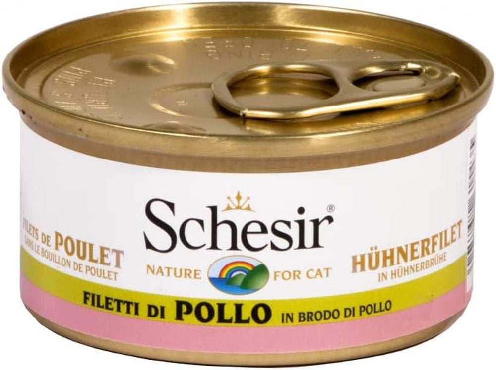 File de pui pentru pisici în supă, hrană umedă pentru pisici în propria supă de gătit, 24 de conserve x 70 g