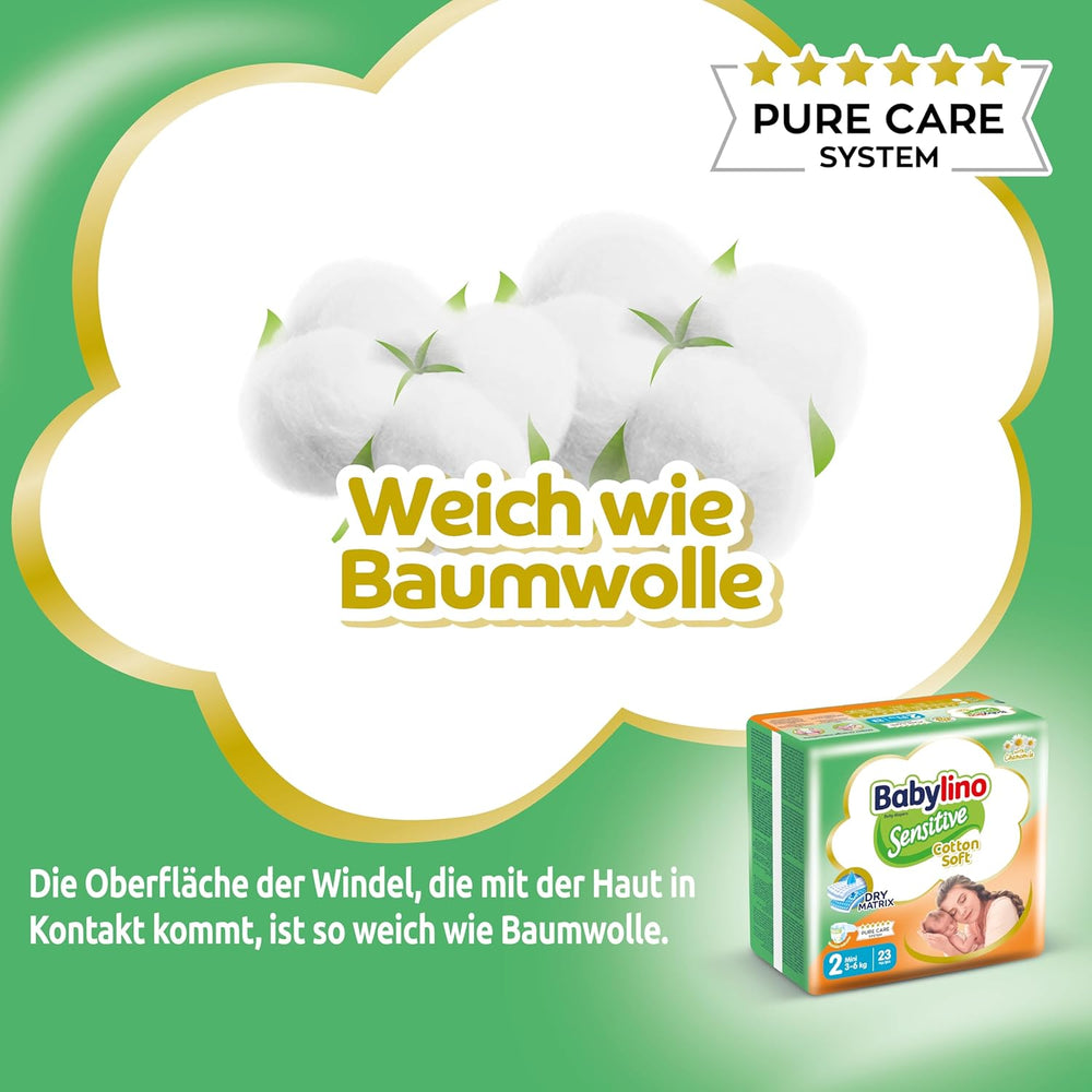 Pieluchy dla wrażliwych dzieci, rozmiar 2, mini (3-6 kg), 192 pieluszki