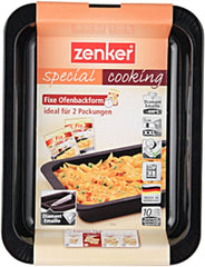 Zenker Ofenbackform (33 X 5 X 25 Cm) SPECIAL COOKING, Rechteckige Auflaufform Mit Enamelle-Versiegelung, Backform Mit Extra Hohem Rand (Farbe: Schwarz), Menge: 1 Stück Formy i blachy do pieczenia Naty Shop