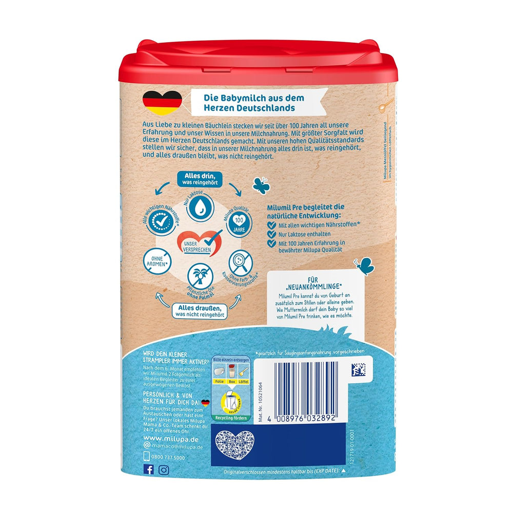 Milumil Milupa Mleko w proszku dla niemowląt, pierwsze mleko od urodzenia, 800 g