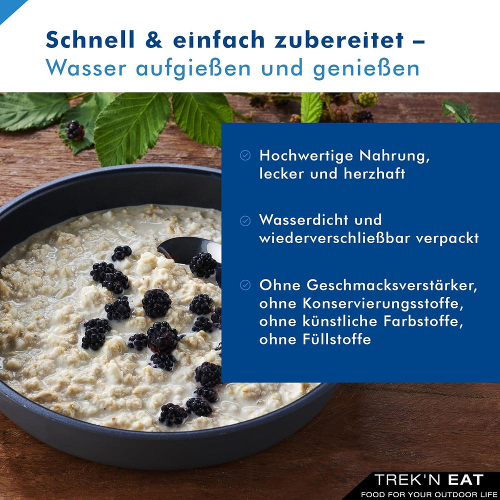 Trek'n Eat Protein Owsianka – wysokobiałkowe śniadanie na świeżym powietrzu | Stół liofilizowany na kemping, wędrówki i wyprawy | Sycące, szybkie w przygotowaniu, idealne w podróży