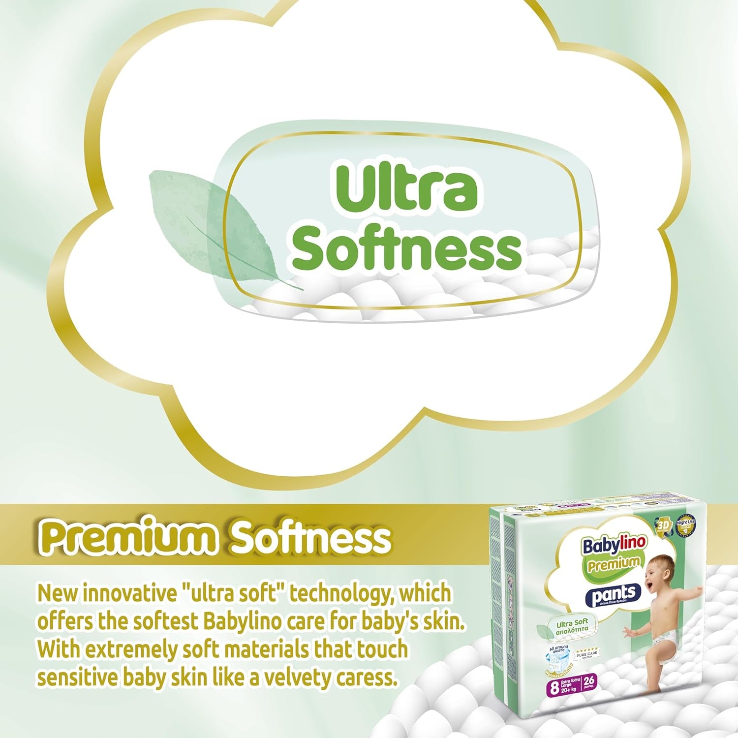 Spodnie Premium rozmiar 8 z ultramiękkim filtrem, XXL (20+ kg), 104 sztuki