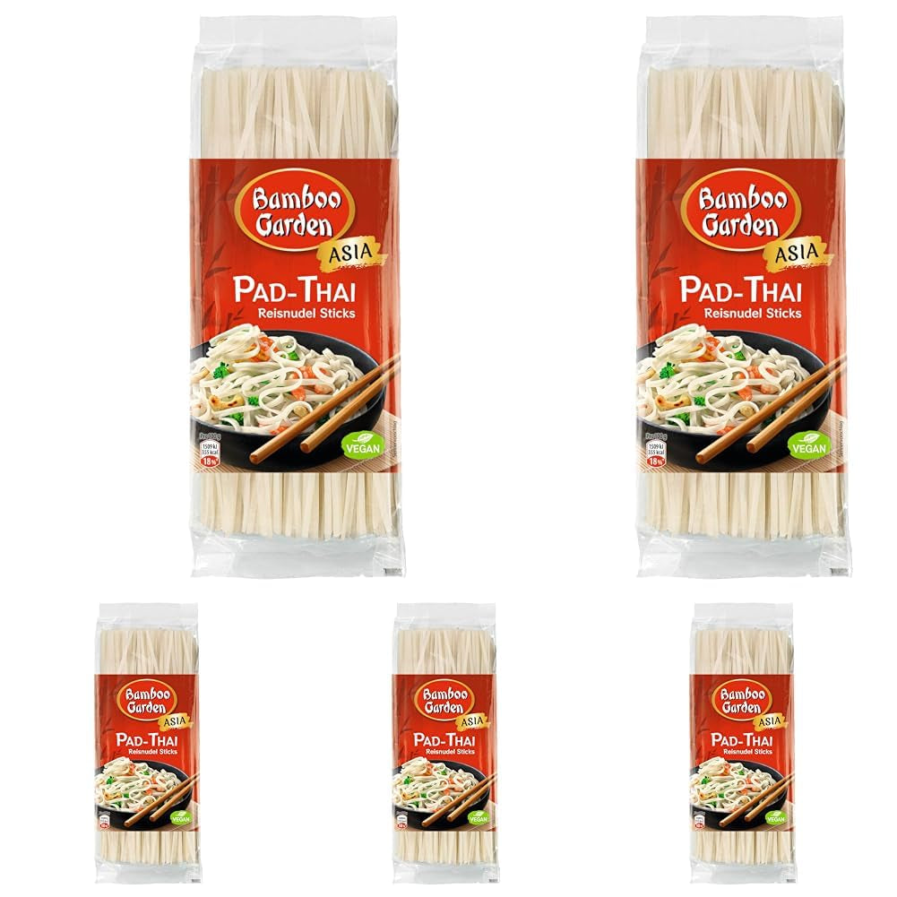 Bamboo Garden - Pałeczki z makaronem ryżowym Pad Thai, Do tradycyjnych dań z makaronem, takich jak Pad-Thai, Wegańskie, 1 x 300 g (wzór opakowania może się różnić)