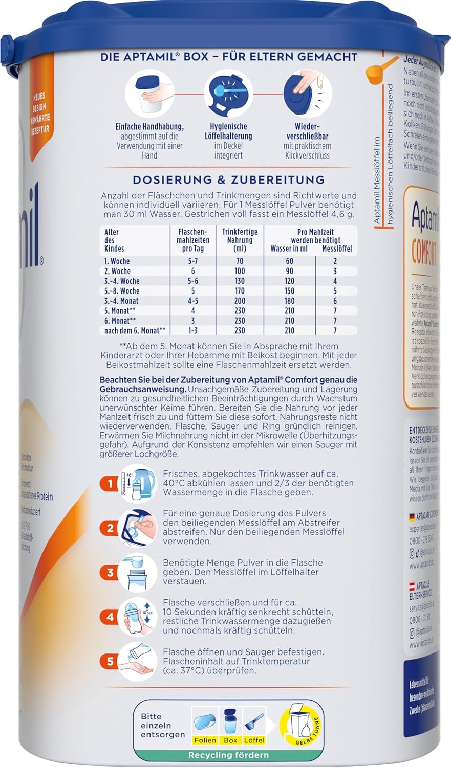 Aptamil Comfort - Specjalna formuła od urodzenia - 1 x 800 g