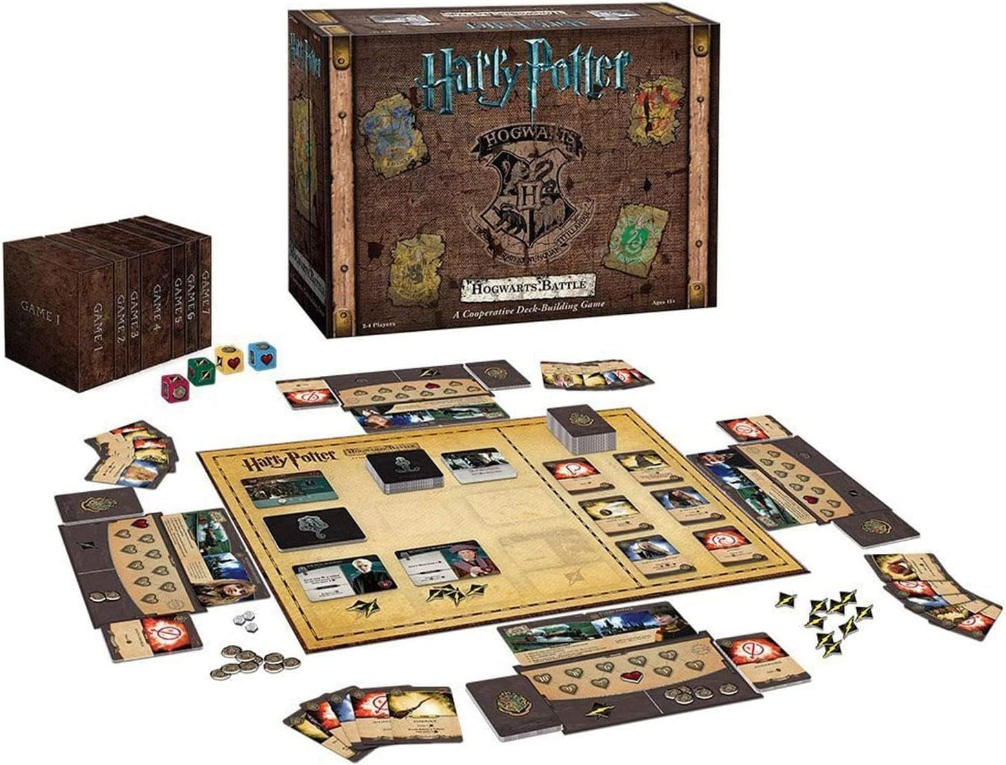 KOSMOS 693398 Harry Potter Battle for Hogwarts - Jocul cooperativ Harry Potter, Joc Harry Potter pentru 2-4 jucători cu vârsta de 11 ani și peste, Bătălia de la Hogwarts în germană, 7 ani școlari