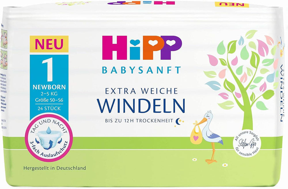 Hipp Babysanft scutece Newborn 1 Carry, pachet de 3 (3 x 24 bucăți) Naty Shop Nou-născut 1 (72 bucăți)