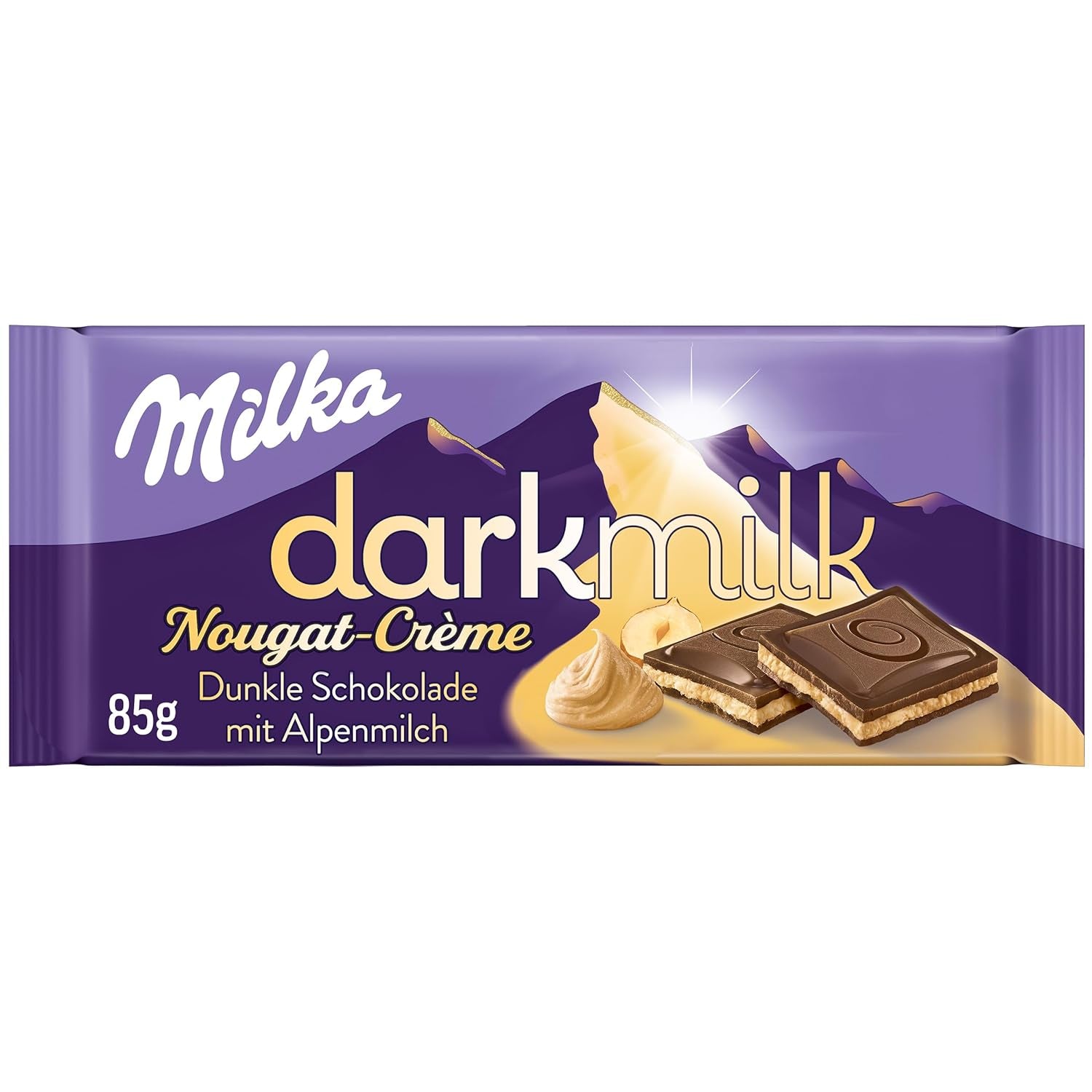 Milka Black Milk – Alpejska czarna czekolada z mleczno-kremowym nadzieniem nugatowym – 85g