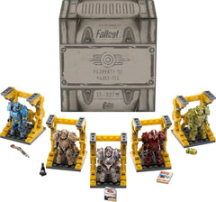 Figurka MEGA Fallout Bauspielzeug, kolekcja pancerza wspomaganego T-60 z 327 zestawami, 5 mikro-figurek akcji i Zubehör, dla sammlera