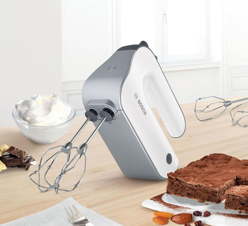 Bosch Handrührer Styline MFQ4835DE, 2X2 Rührbesen, 2 Edelstahl-Knethaken, Spülmaschinengeeignet, 575 W, Weiß Bucatarie Naty Shop