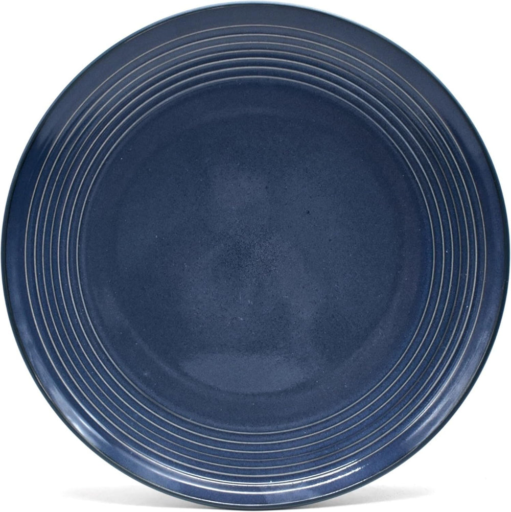 Set de veselă combinat vintage ECHTWERK „Alicia” cu 16 piese Design modern pentru 4 persoane, set elegant de veselă din gresie albastru închis cu 4 farfurii, 4 farfurii laterale, 4 boluri, 4 cești de ceai