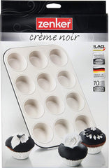 Zenker 12 muffinów średnica Ø 7 cm CREME NOIR, Blacha do pieczenia muffinów z powłoką nieprzywierającą wzmocniona ceramiką Formy i blachy do pieczenia Naty Shop