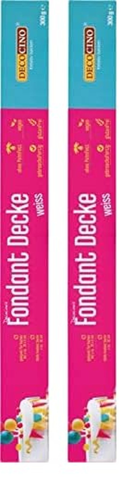 DECOCINO pătură fondant rulată albă - 300g - pătură fondant gata de utilizare, pentru acoperirea și decorarea prăjiturilor și cupcakes - fără gluten și vegană (pachet de 2) Pasta de zahar Naty Shop Pachet de 2