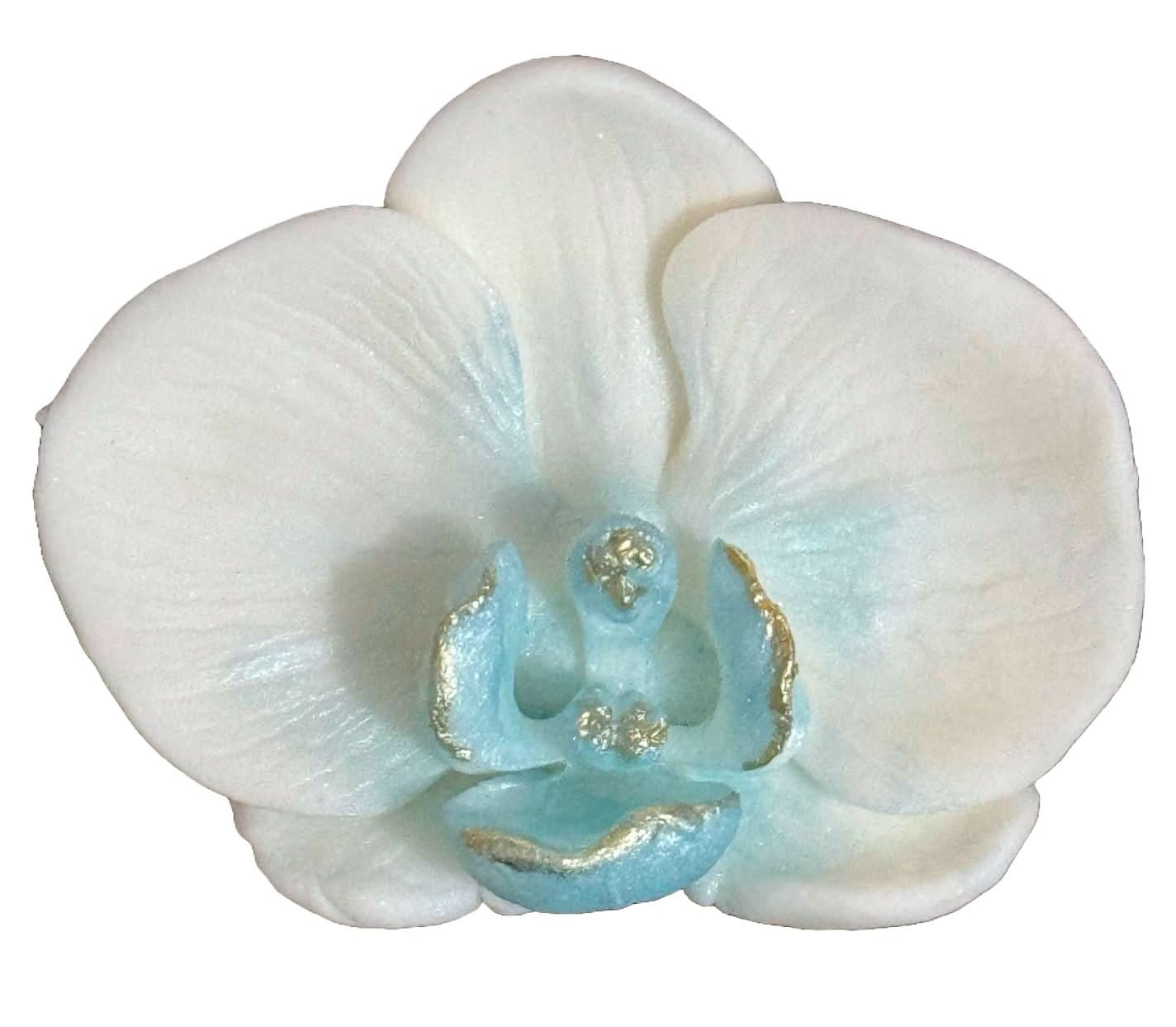Decoratiune comestibila din zahar, Orhidee alba Decoratiuni din Pasta de Zahar Nati Shop