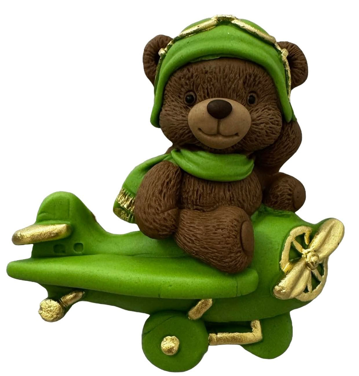 Decoratiune comestibila din zahar, Ursulet in avion Decoratiuni din Pasta de Zahar Nati Shop