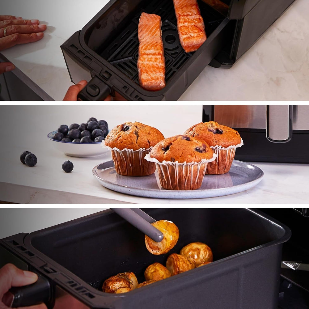 Kenwood Khealthy Twin Airfryer, 8L (2X4L), dwukomorowa, 8 programów, funkcja Dual Cook & Sync Finish, ekran dotykowy