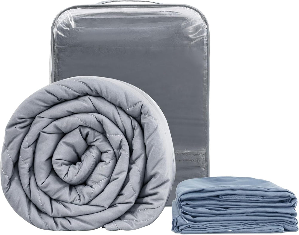 Winthome obciążany koc z poszwą na kołdrę 150X205 cm 10,4 kg, wygodny obciążany koc, antystresowy koc terapeutyczny, ciężki koc zapewniający głęboki sen i lepszą regenerację, ciężki koc dla dorosłych (szary) Besuche den Winthome-Store niebieski 140 x 205 cm-8,6 kg