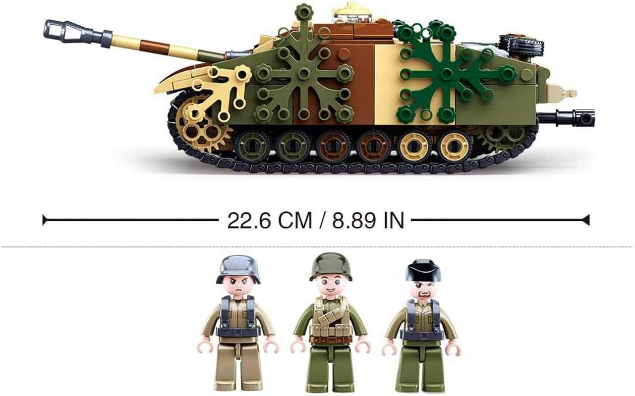 WWII - Deutscher Jagdpanzer (524 Teile), Spielset, Steckbausteine, mit Spielfigur, für Kinder ab 4 Jahren, Mehrfarbig