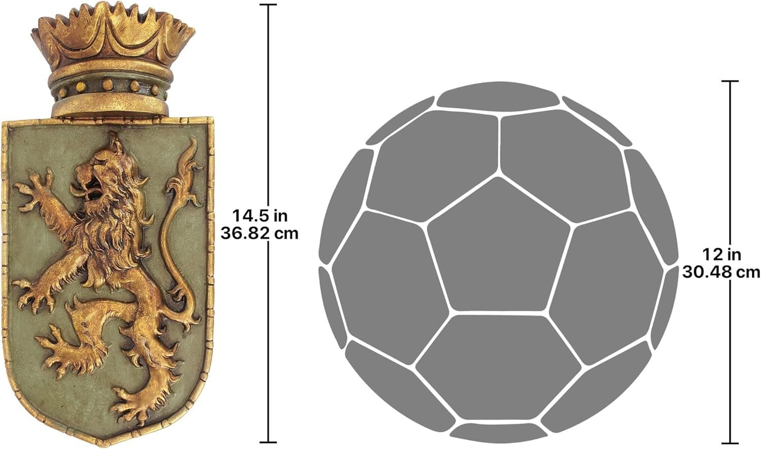 Design Toscano Scut medieval Leu vertical, sculptură murală Statuete si sculpturi Naty Shop