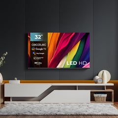 Televizor inteligent LED Cecotec 32" seria A4 ALH40032. Rezoluție HD, sistem de operare Google TV, Chromecast, asistent Google Voice, sistem audio Dolby și 16 GB ROM.