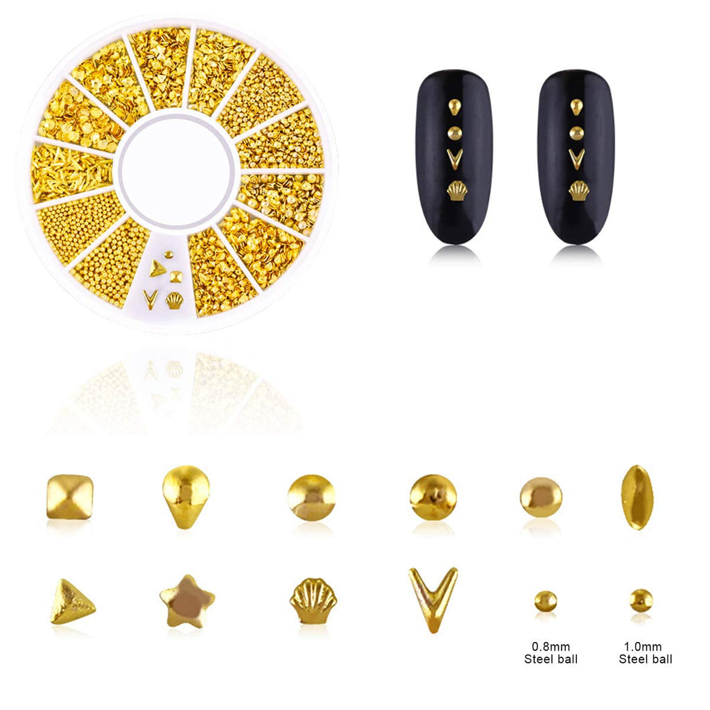 4 Boxes Nagel Kunst Strass, 3D Nagel Kunst Dekorationen, Mix Größe Nagel Perlen Glitter Strass Gold Metall Hohlniet Nagelkunst Stern Mond Sonne Nagel Zubehör Für DIY Nageldesign